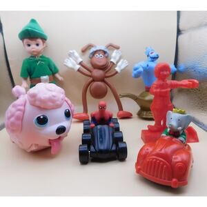 Toy Figures and Cars Set of 7  Vintage Good Condition